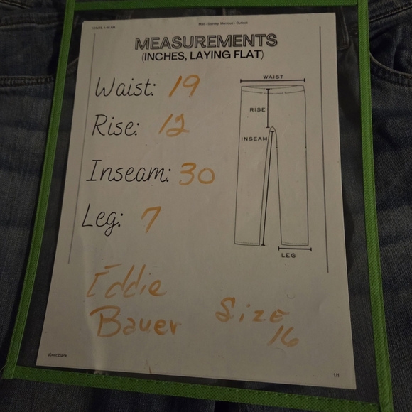 Eddie Bauer Women's Boyfriend Mid-Rise Straight Flannel Lined Jeans Sz 16 - Picture 12 of 12